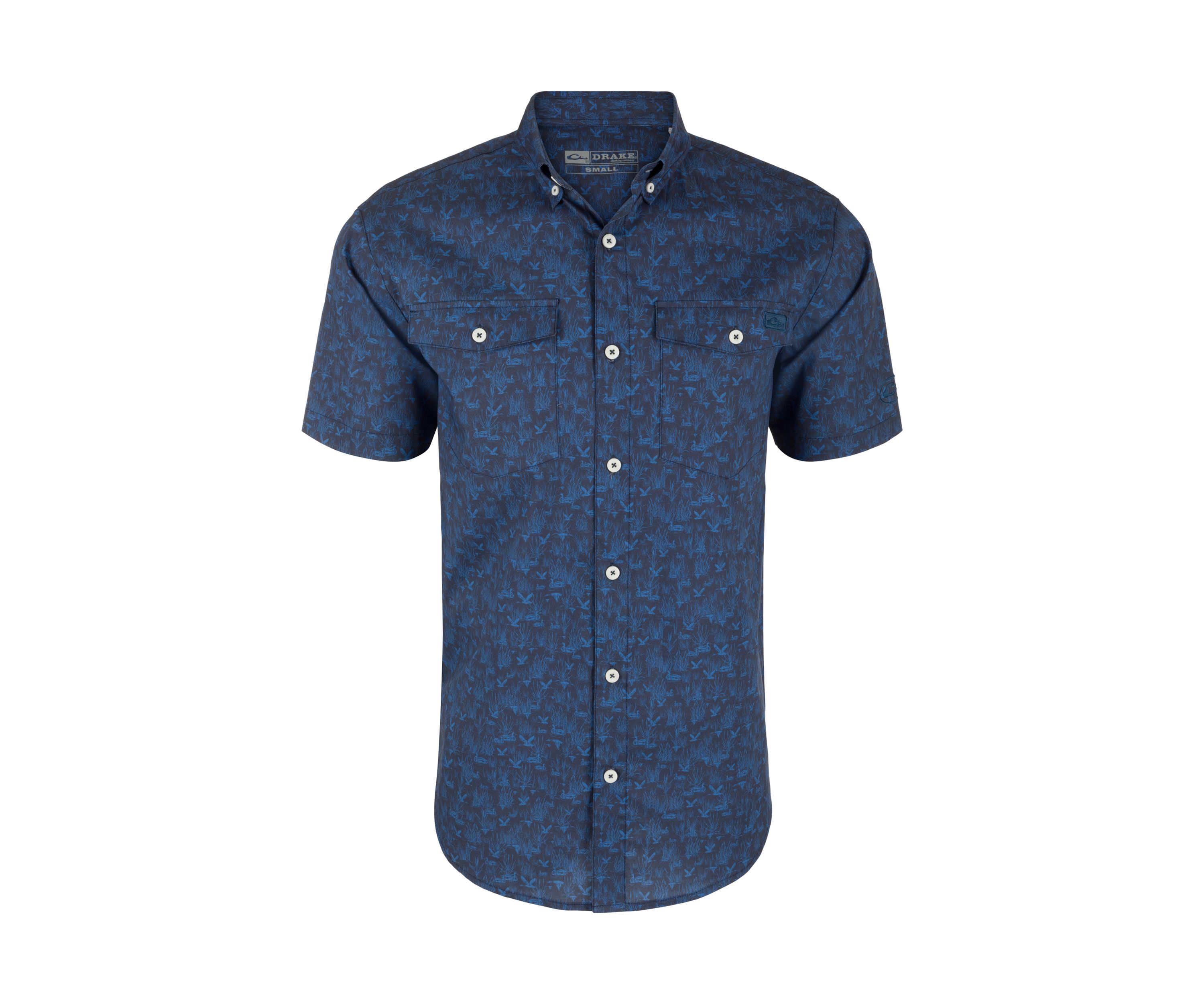 Mens Cotton Marsh Print Short Sleeve Shirt