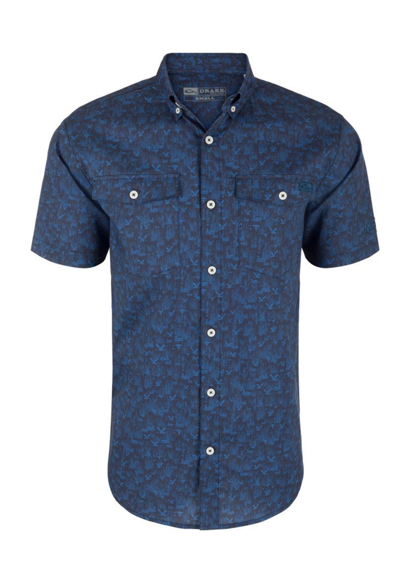 Mens Cotton Marsh Print Short Sleeve Shirt