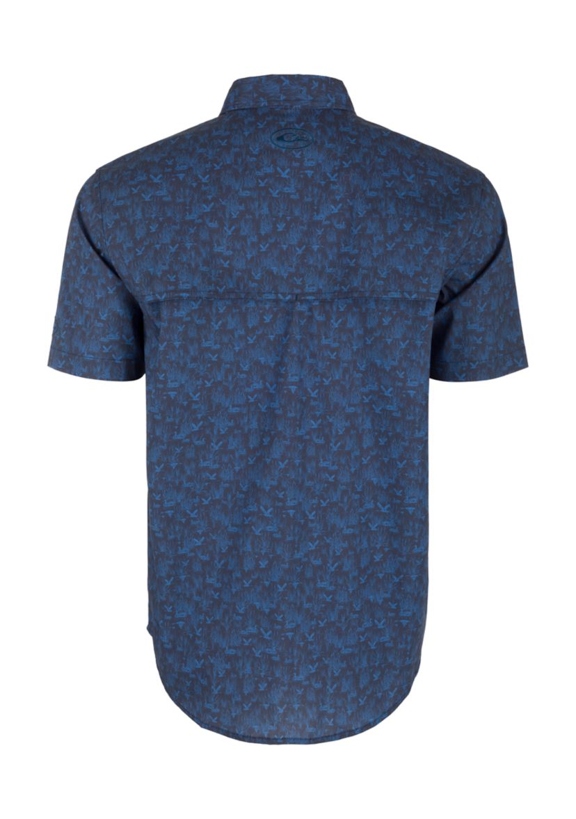 Mens Cotton Marsh Print Short Sleeve Shirt