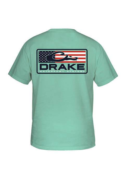Drake Waterfowl Mens Short Sleeve Patriotic Bar Graphic
