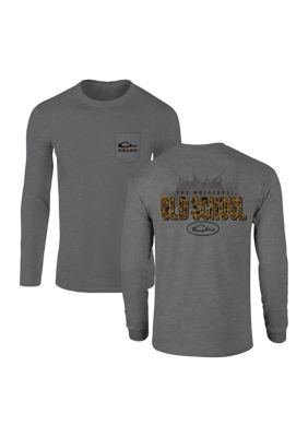 Drake Waterfowl Men's Old School Original Long Sleeve Graphic T-Shirt, Grey, 2XL