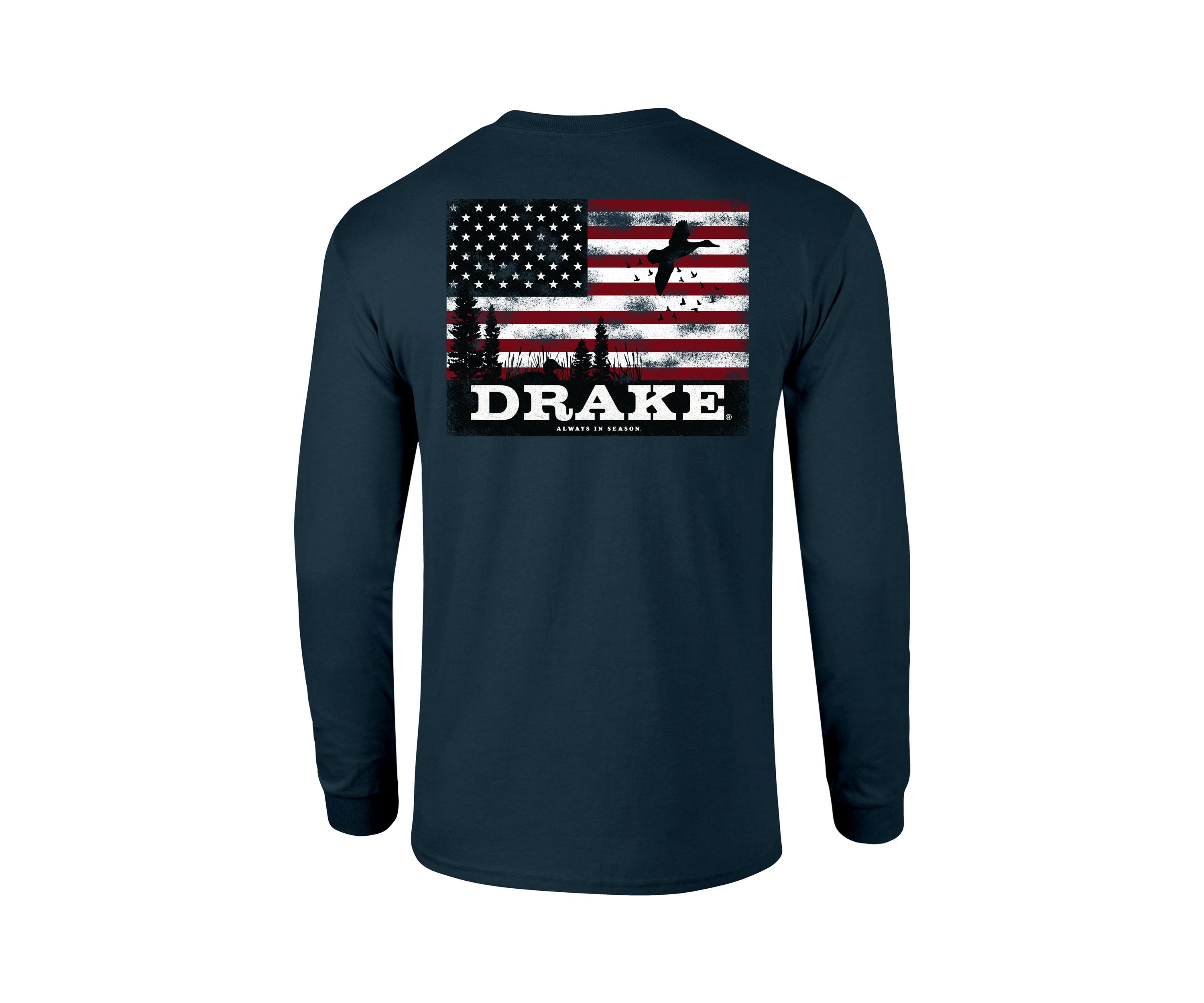  Mens Scenic Flag Long Sleeve Graphic T-Shirt 