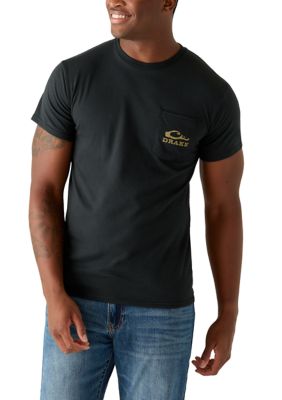 Drake Waterfowl Men's Short Sleeve Stacked Old School Logo Graphic T-Shirt, Black, 2XL