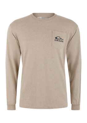 Drake Waterfowl Men's Old School Circle Long Sleeve T-Shirt, Tan, 2XL