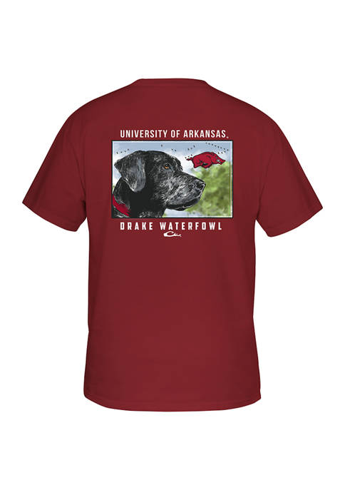 Drake Waterfowl NCAA Arkansas Razorbacks Black Lab T-Shirt