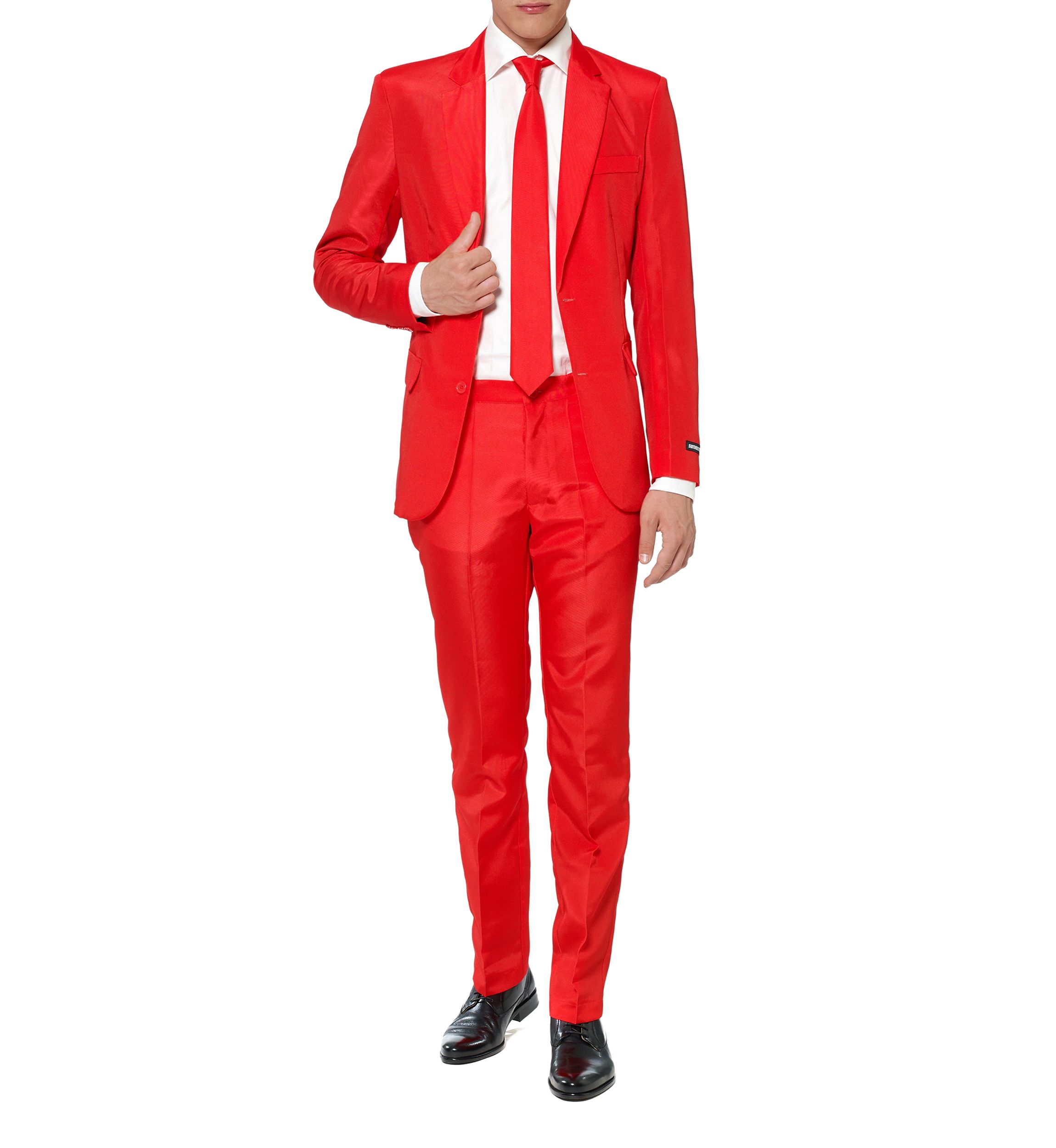 Solid Red  2 Piece Suit + Tie