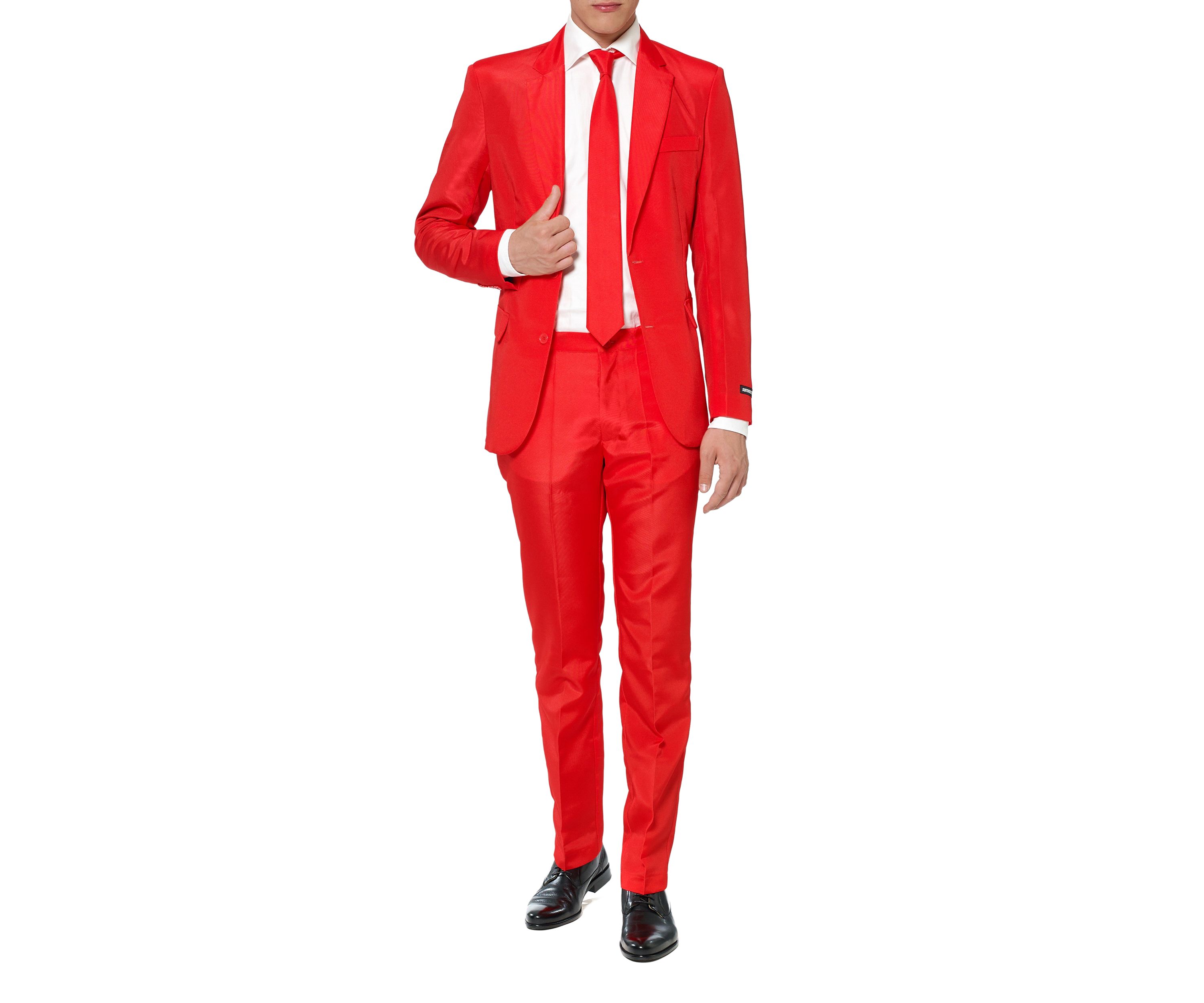 Solid Red  2 Piece Suit + Tie