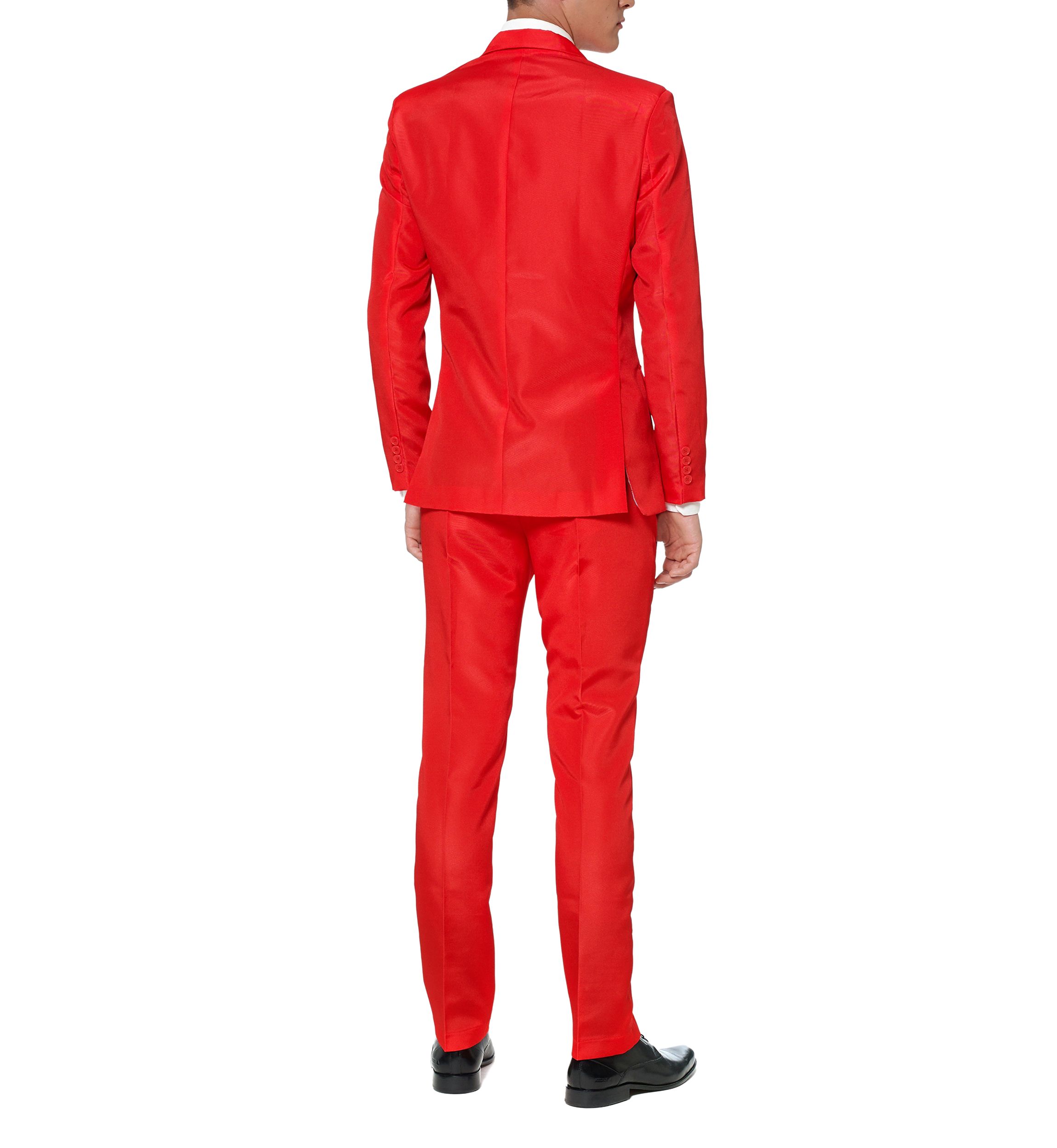 Solid Red  2 Piece Suit + Tie