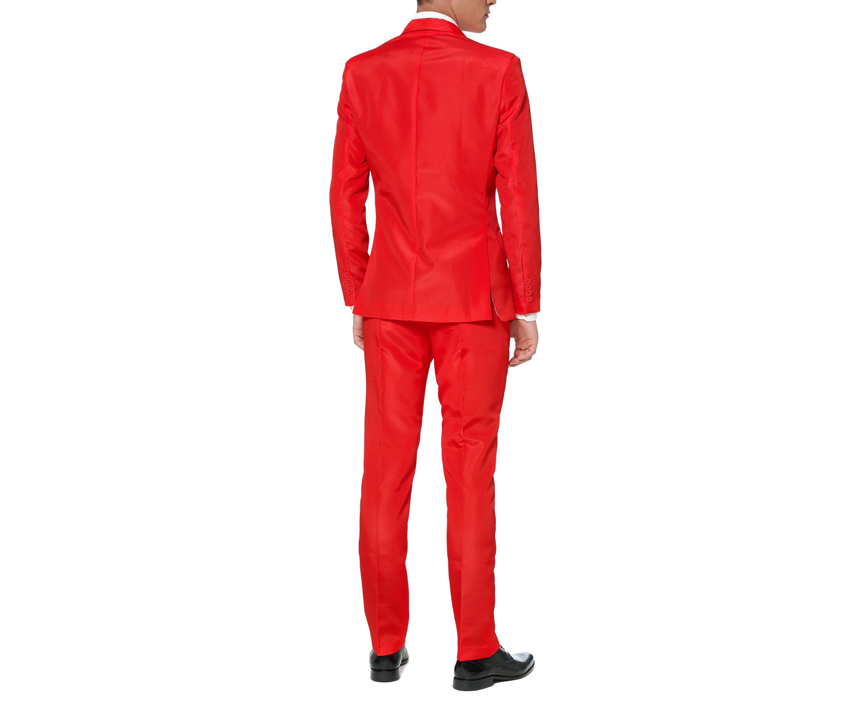 Solid Red  2 Piece Suit + Tie