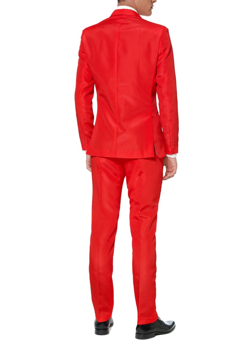 Solid Red  2 Piece Suit + Tie