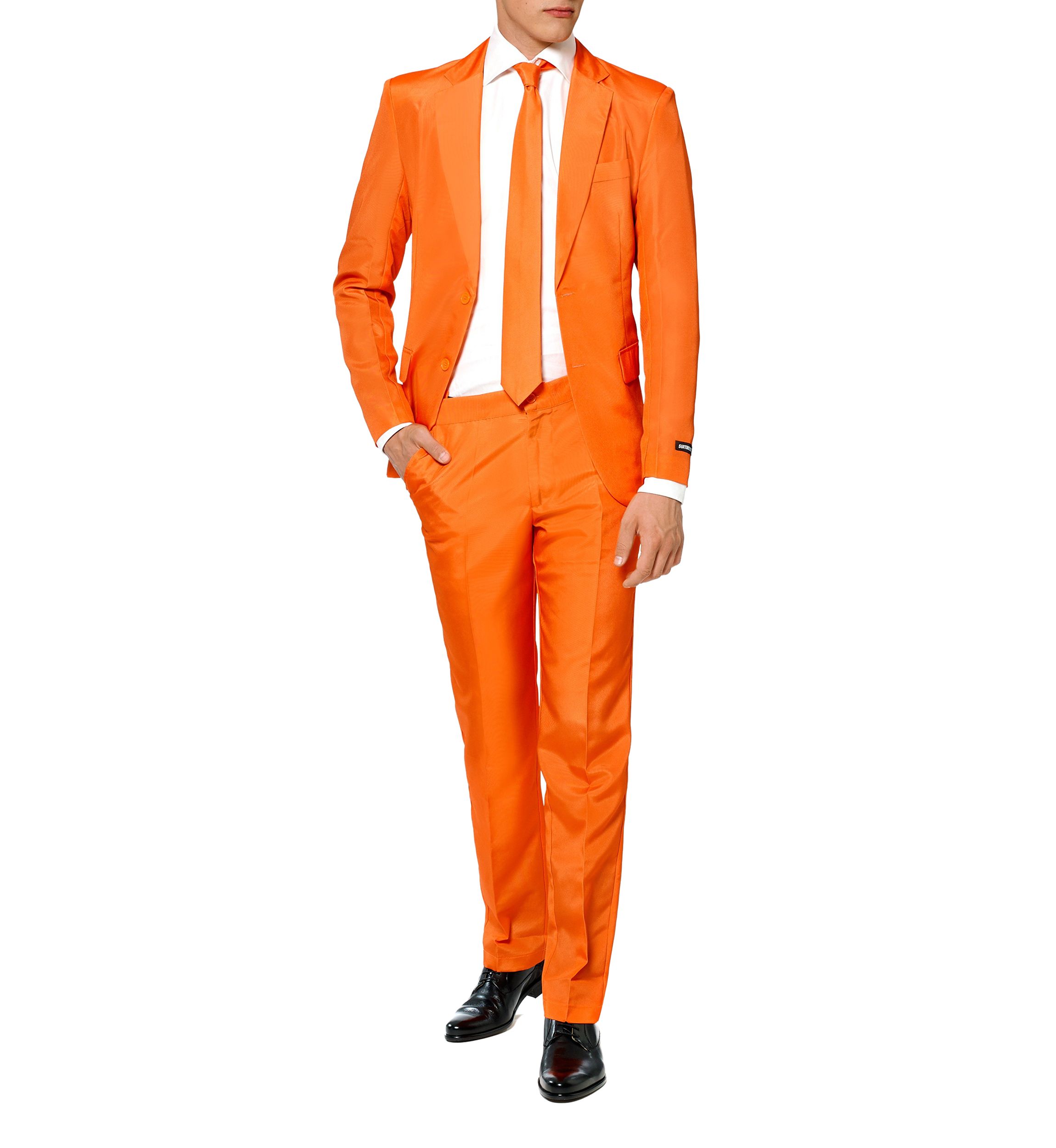 Solid Orange  2 Piece Suit + Tie