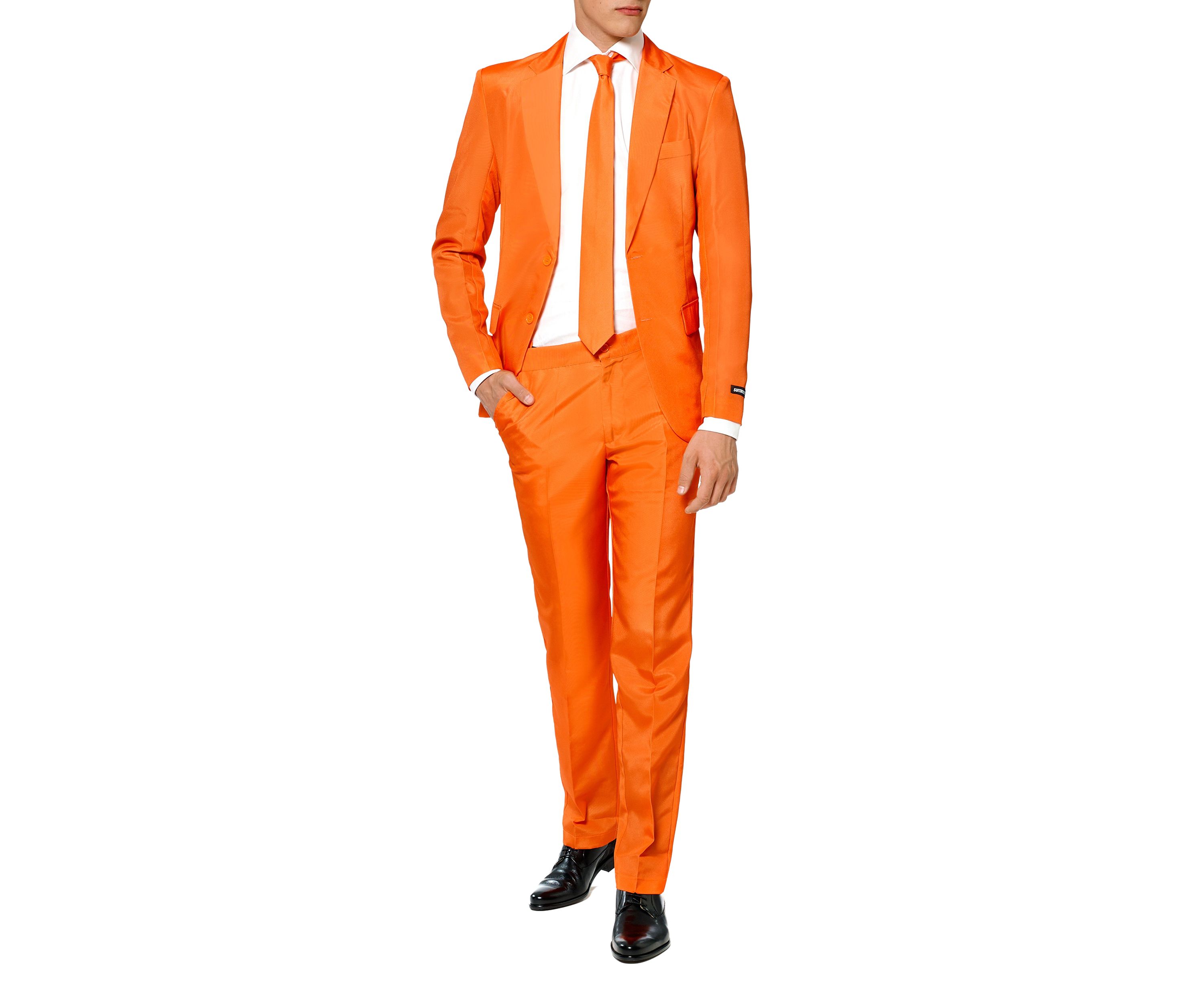 Solid Orange  2 Piece Suit + Tie