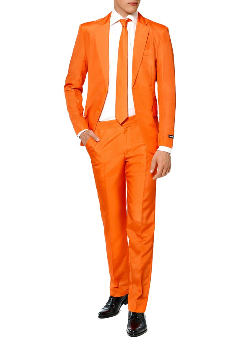 Solid Orange  2 Piece Suit + Tie
