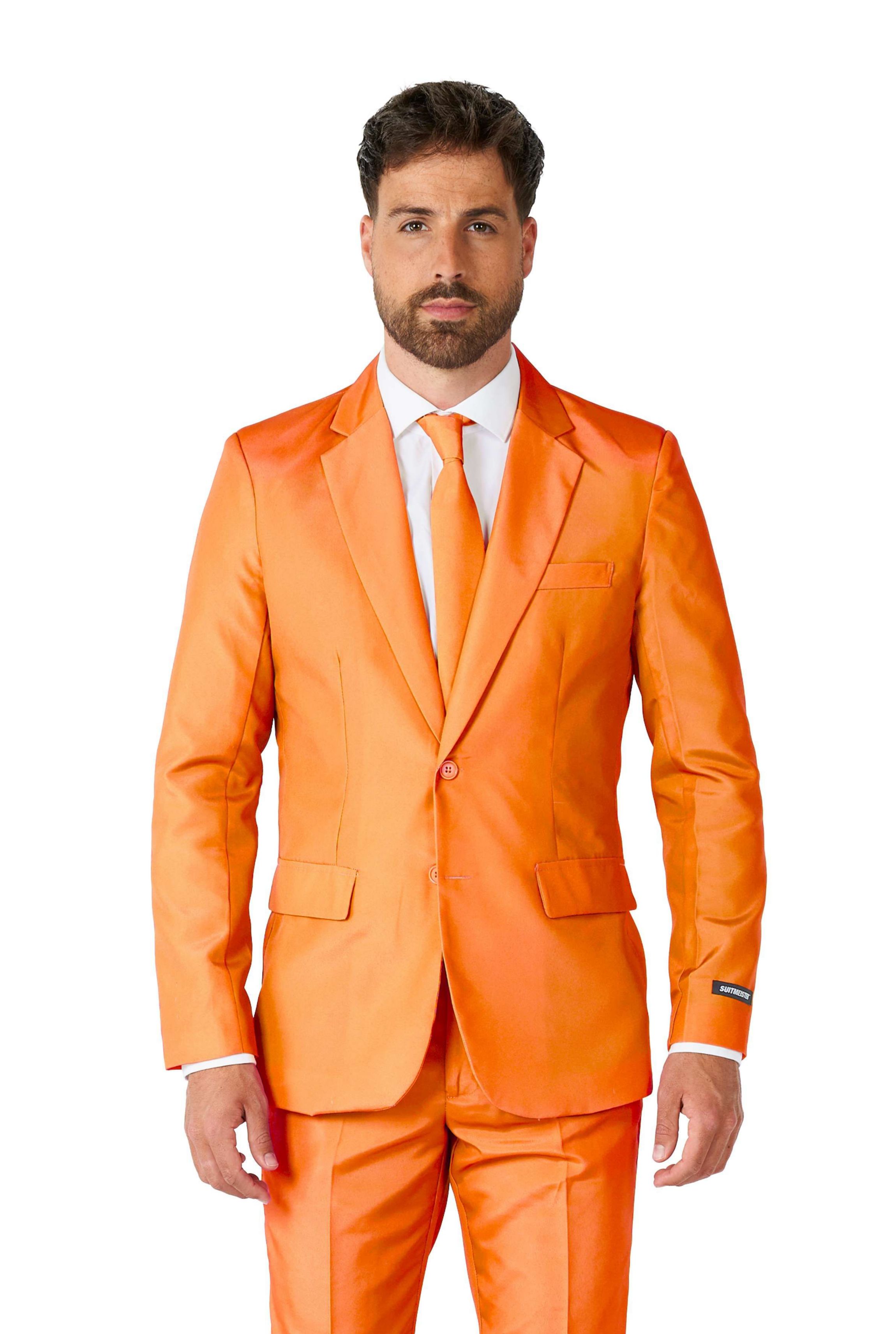 Solid Orange  2 Piece Suit + Tie