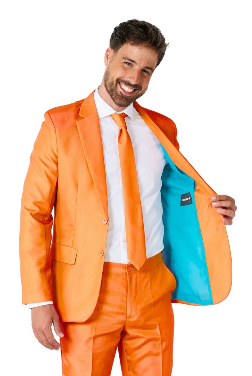 Solid Orange  2 Piece Suit + Tie