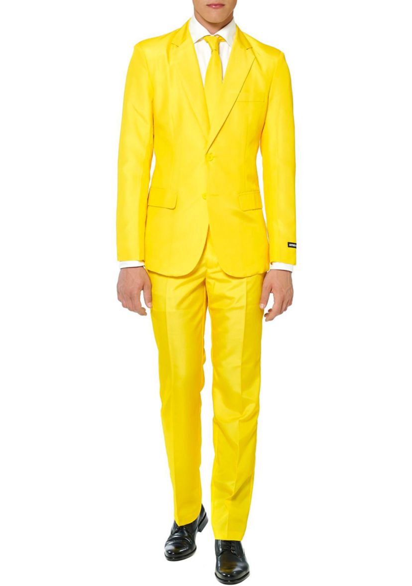 Solid Yellow  2 Piece Suit + Tie