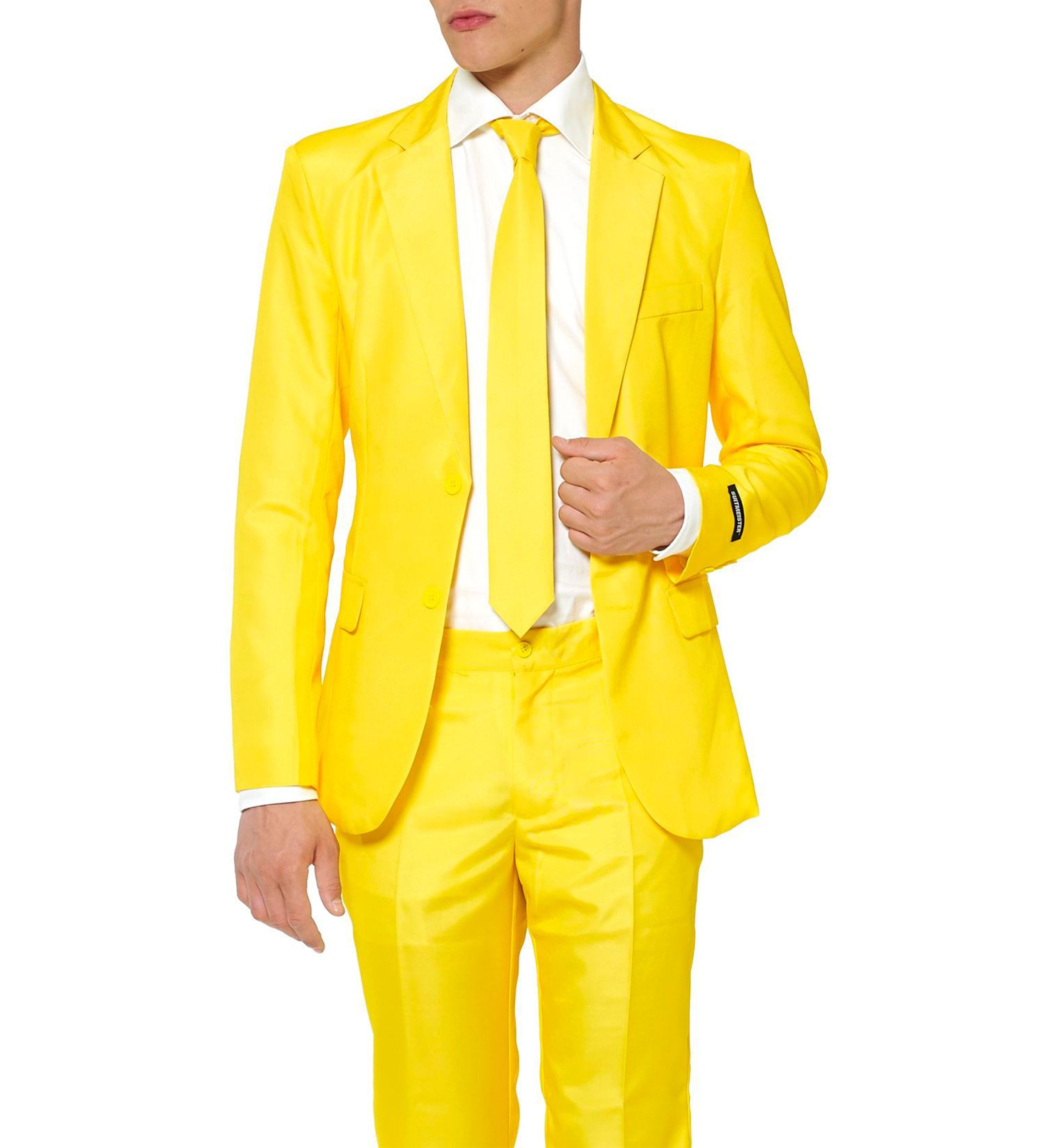 Solid Yellow  2 Piece Suit + Tie