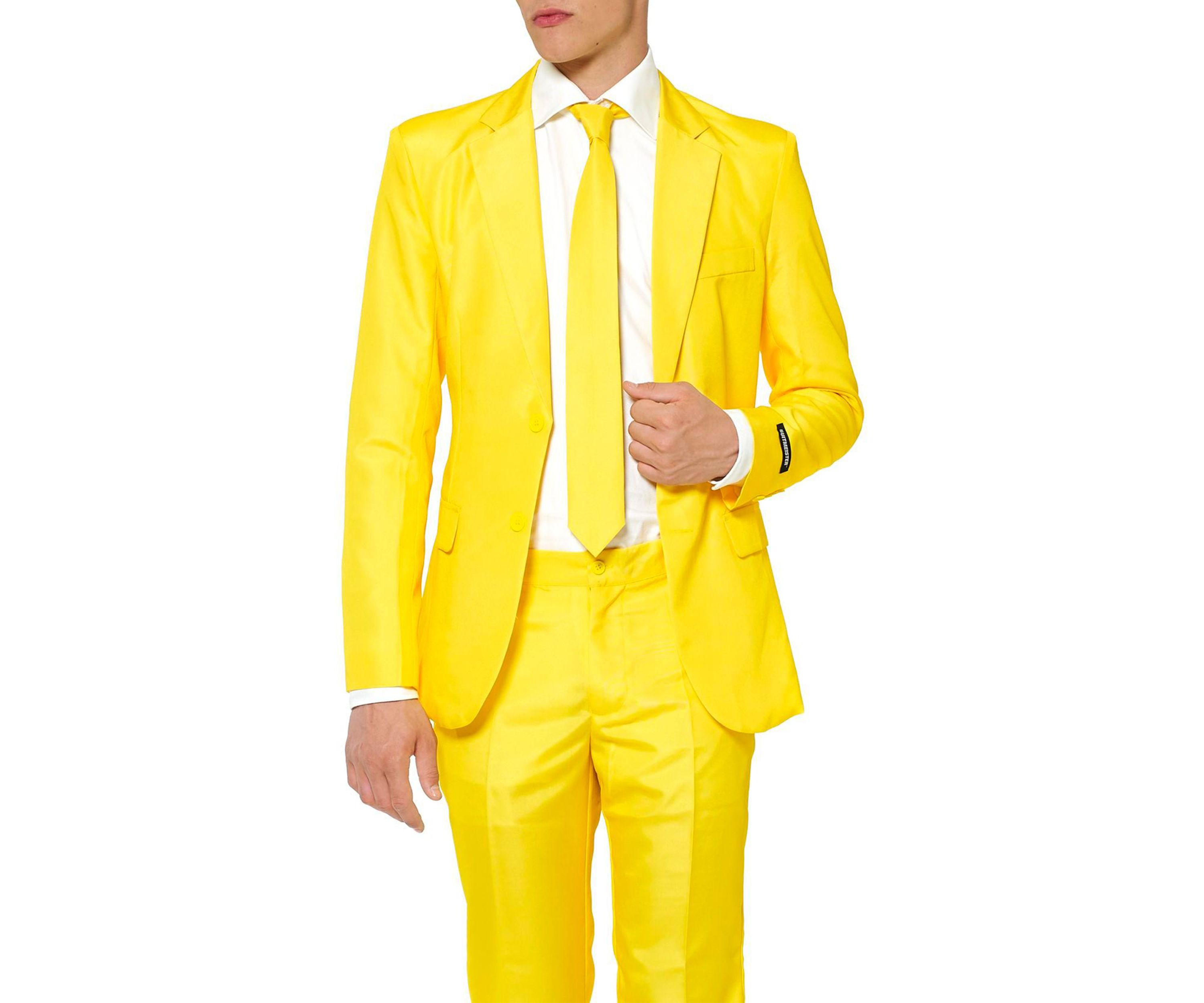 Solid Yellow  2 Piece Suit + Tie