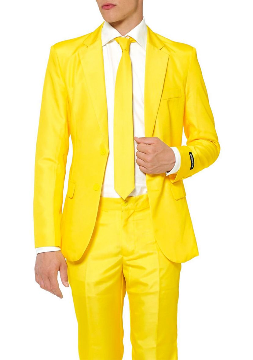 Solid Yellow  2 Piece Suit + Tie