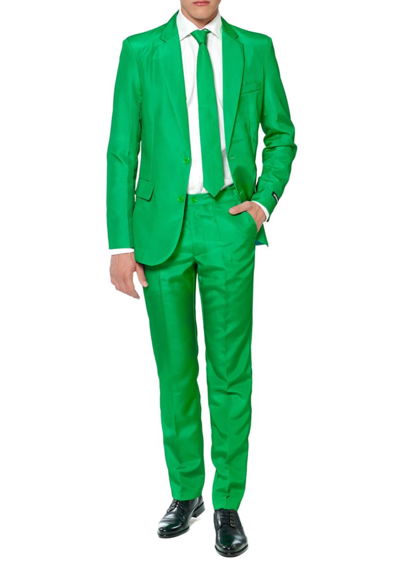 Solid Green 2 Piece Suit + Tie