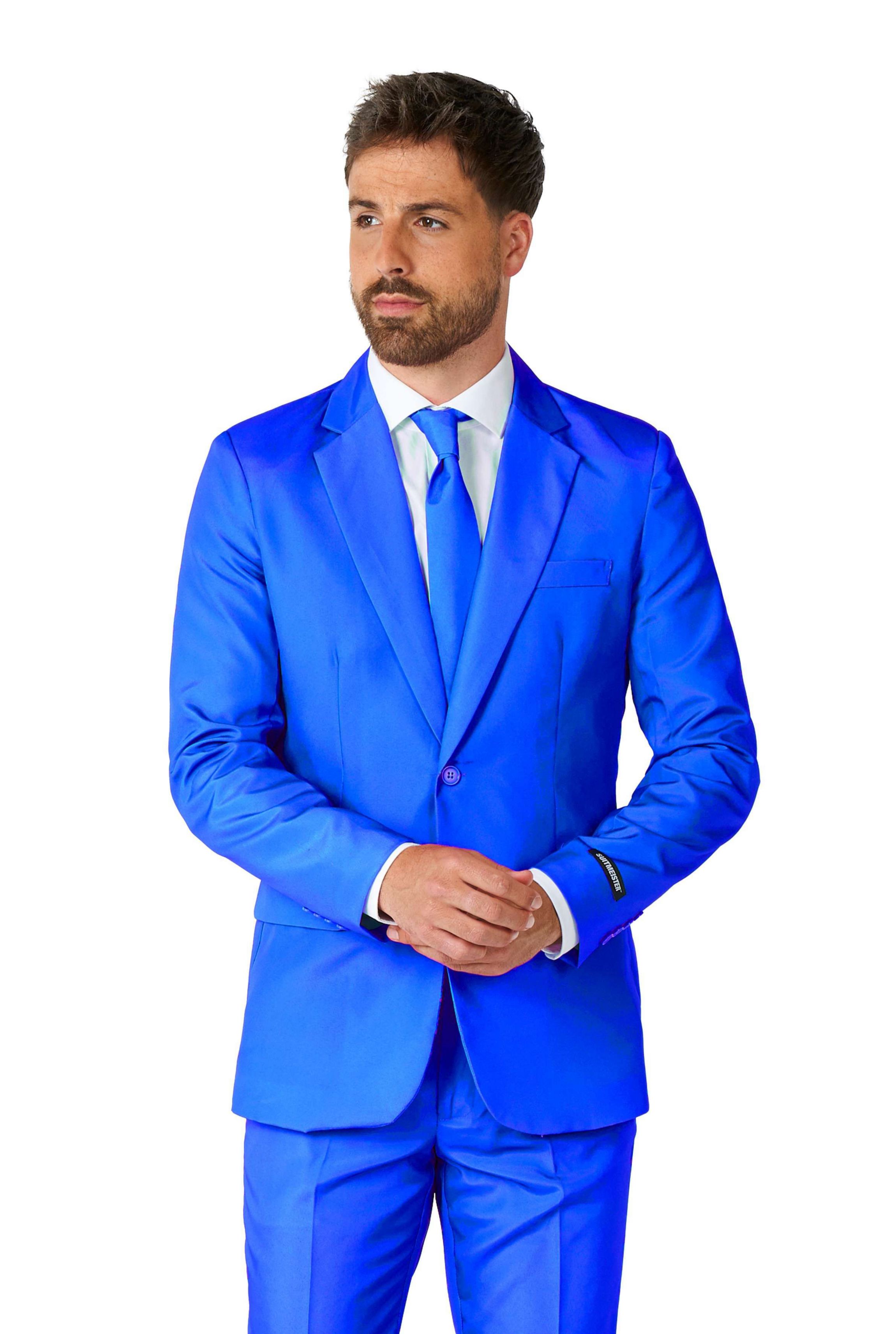 Solid Blue  2 Piece Suit + Tie