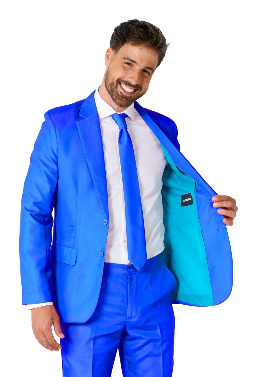 Solid Blue  2 Piece Suit + Tie