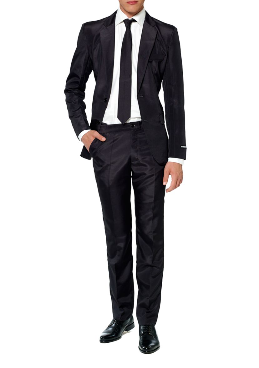 Solid Black  2 Piece Suit + Tie
