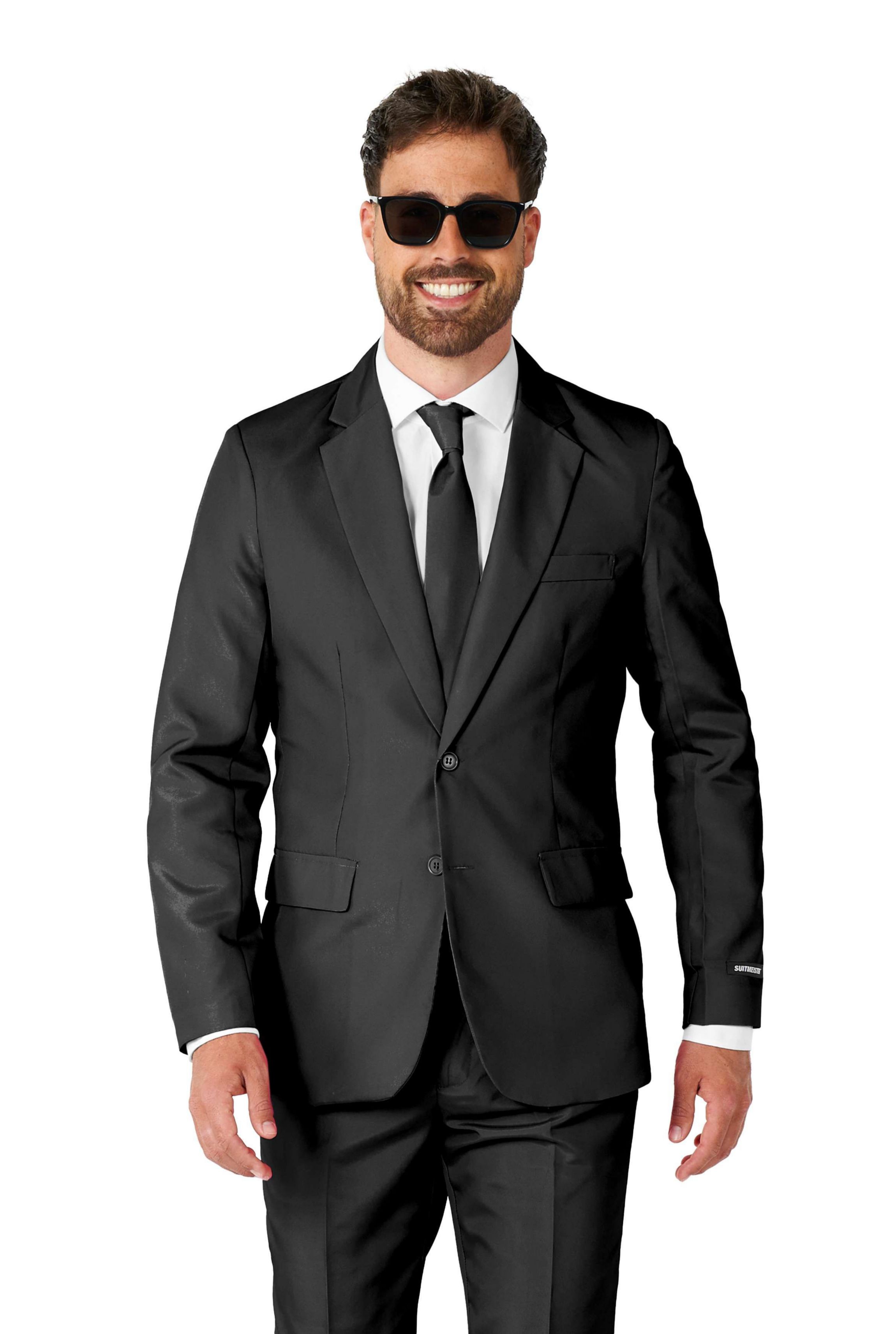 Solid Black  2 Piece Suit + Tie