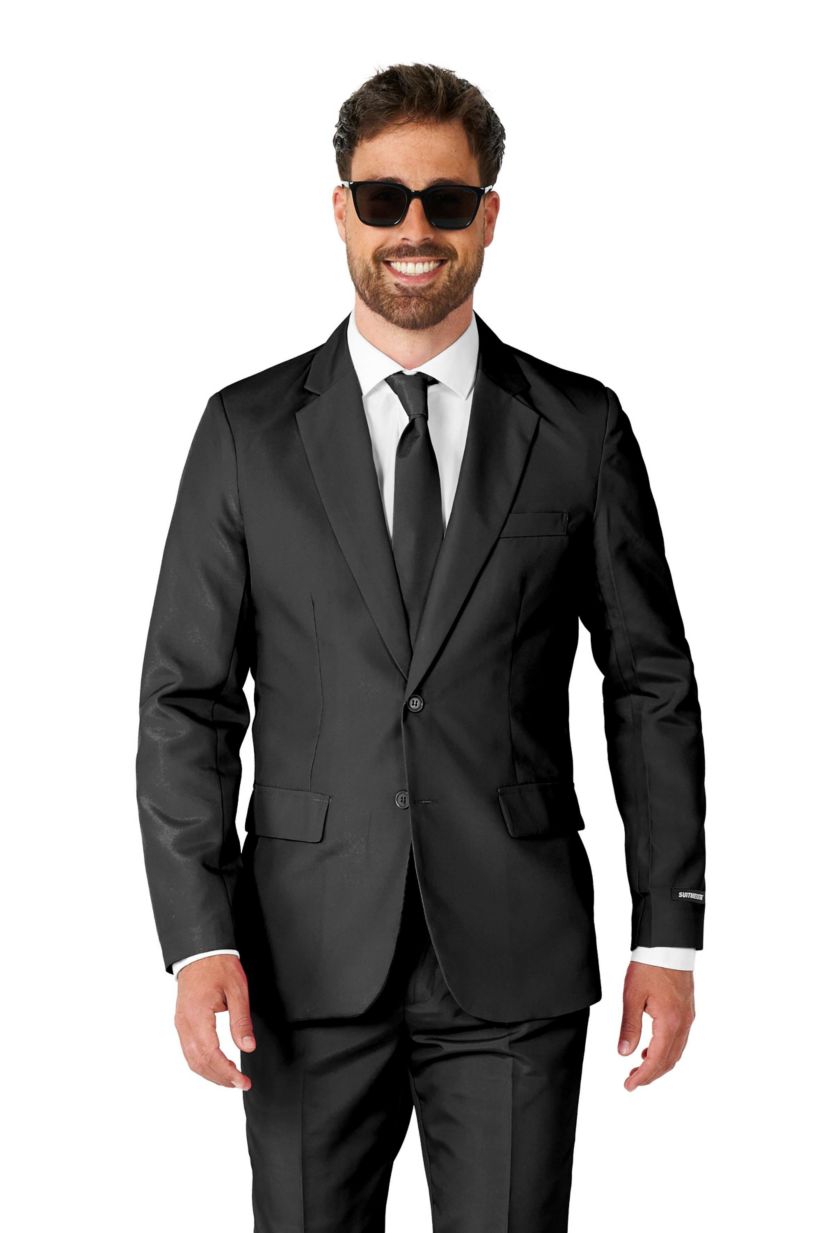 Solid Black  2 Piece Suit + Tie