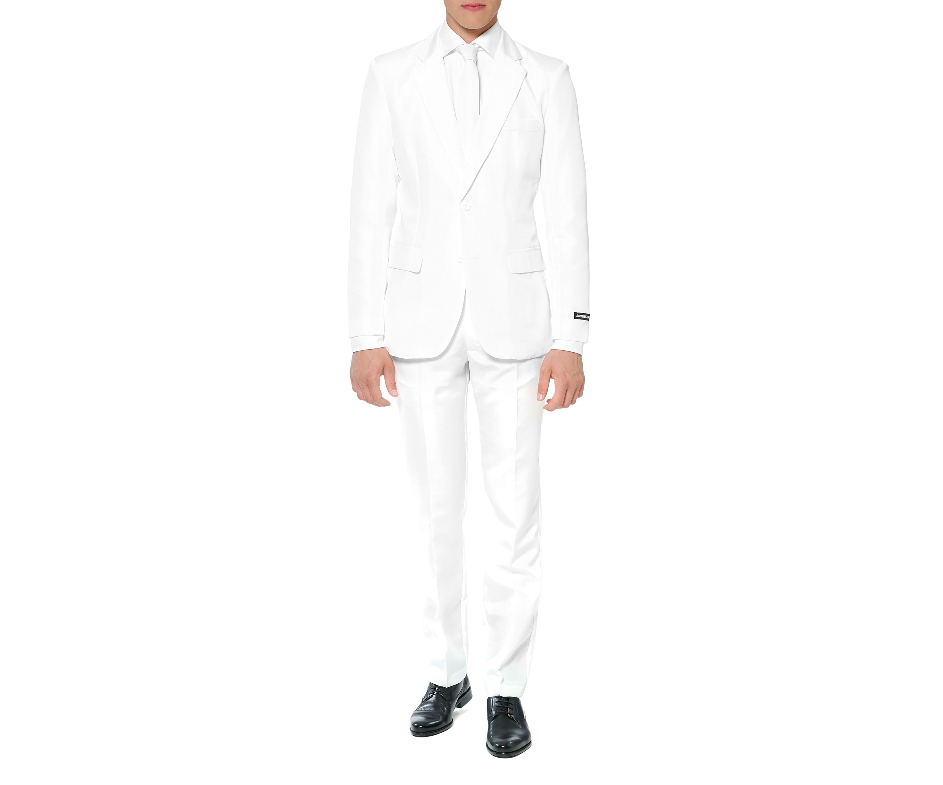 Solid White  2 Piece Suit + Tie