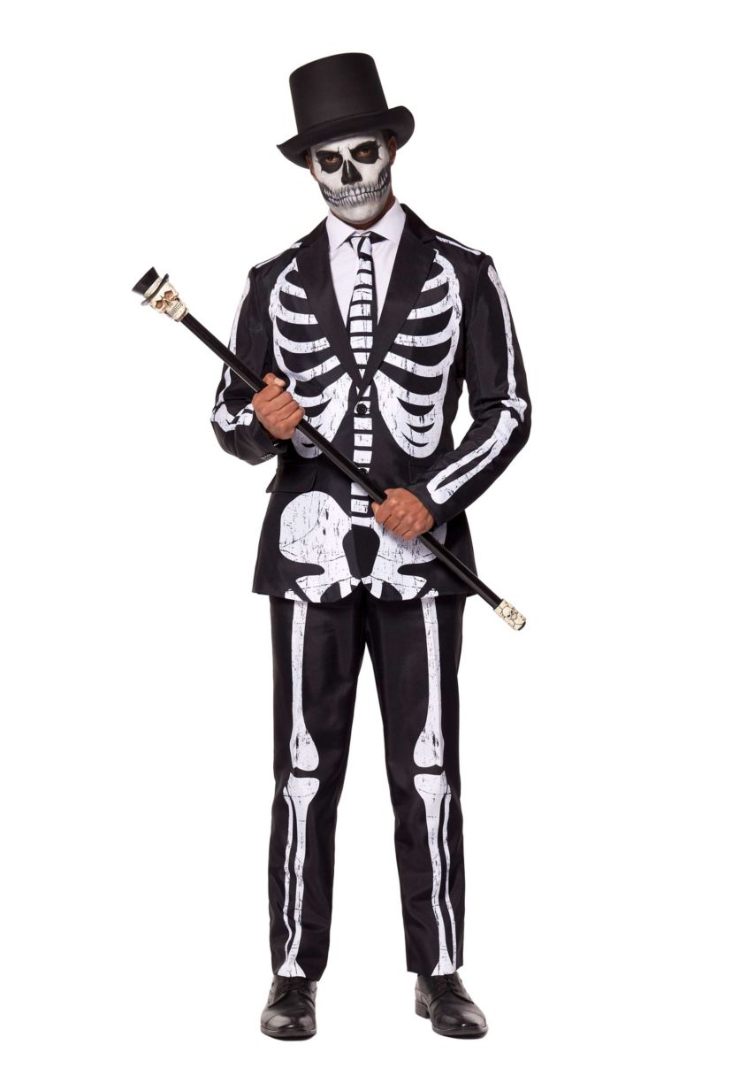 Skeleton Grunge Black   2 Piece Suit + Tie