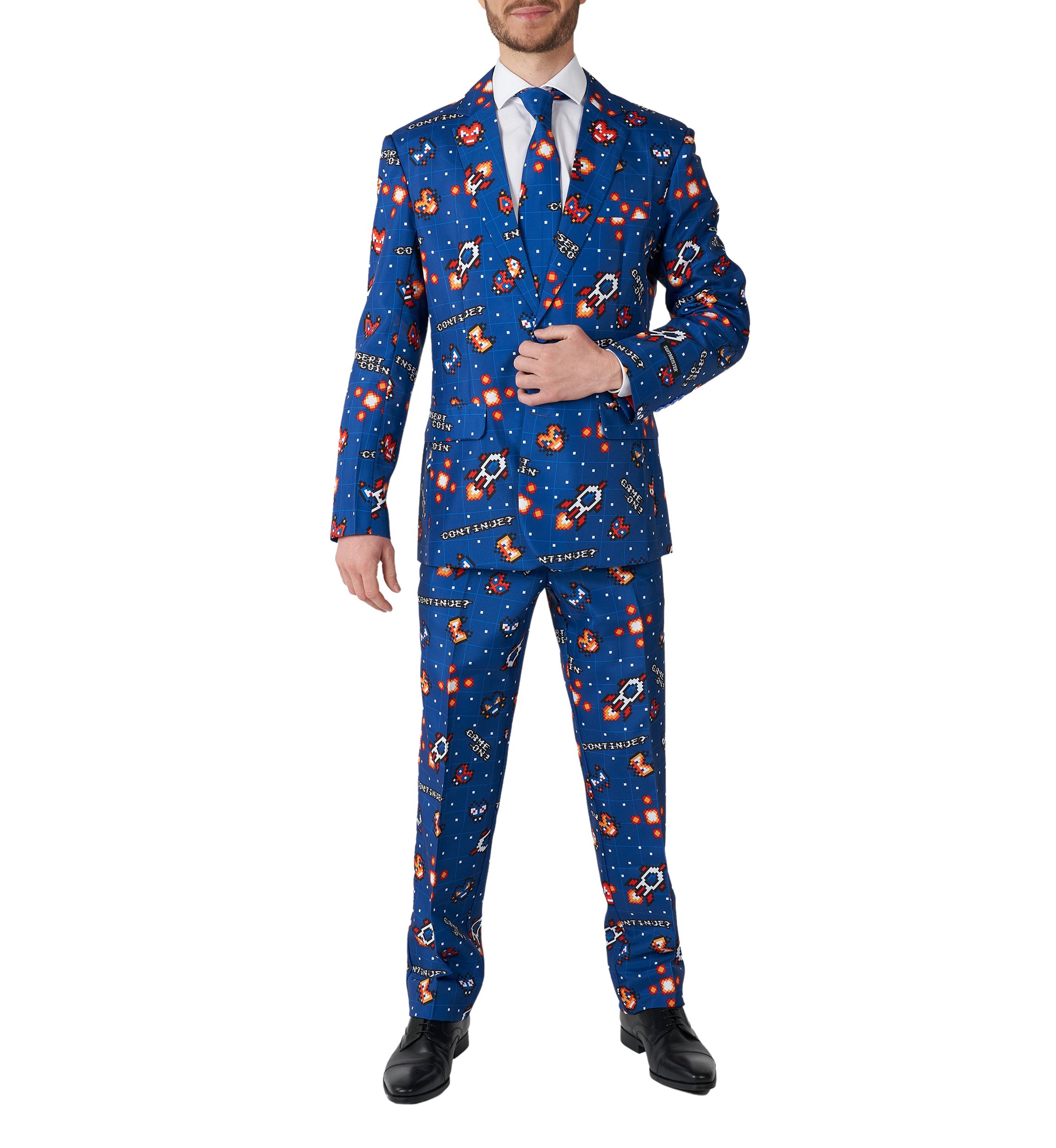 Retro Gamer Navy  2 Piece Suit + Tie