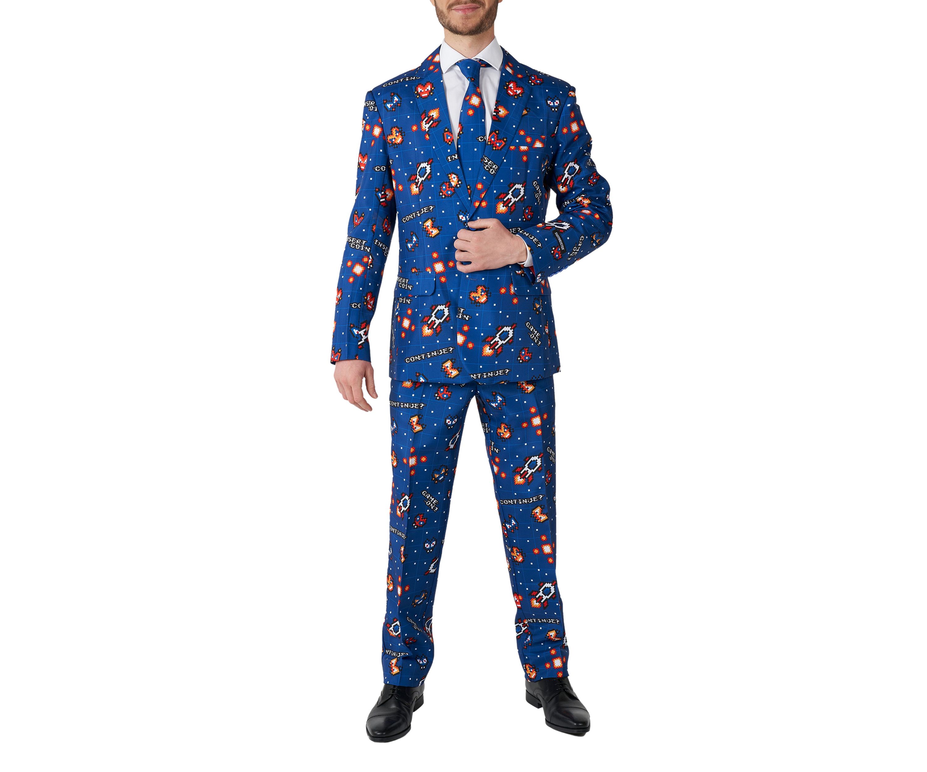 Retro Gamer Navy  2 Piece Suit + Tie