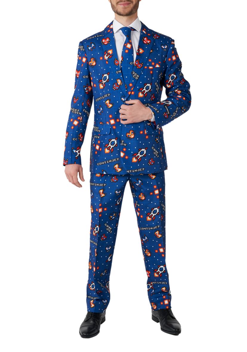 Retro Gamer Navy  2 Piece Suit + Tie