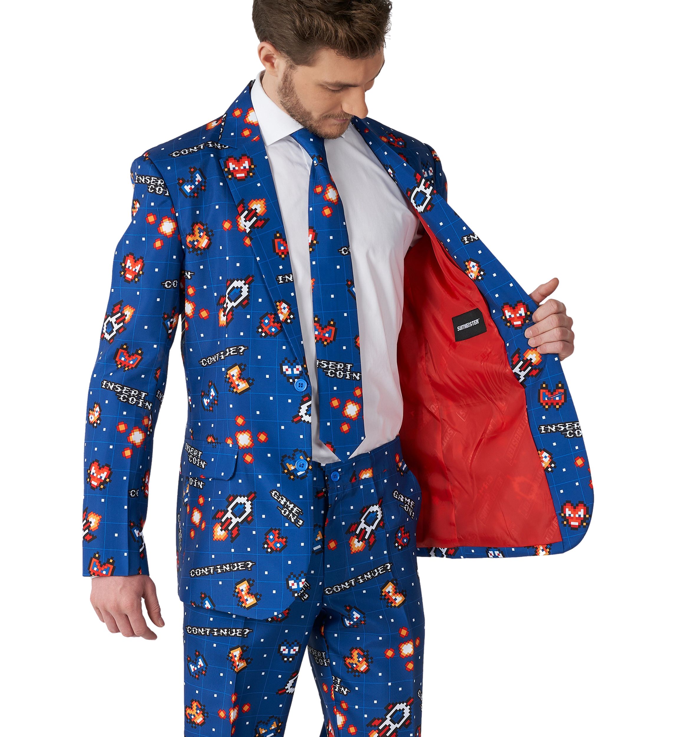Retro Gamer Navy  2 Piece Suit + Tie