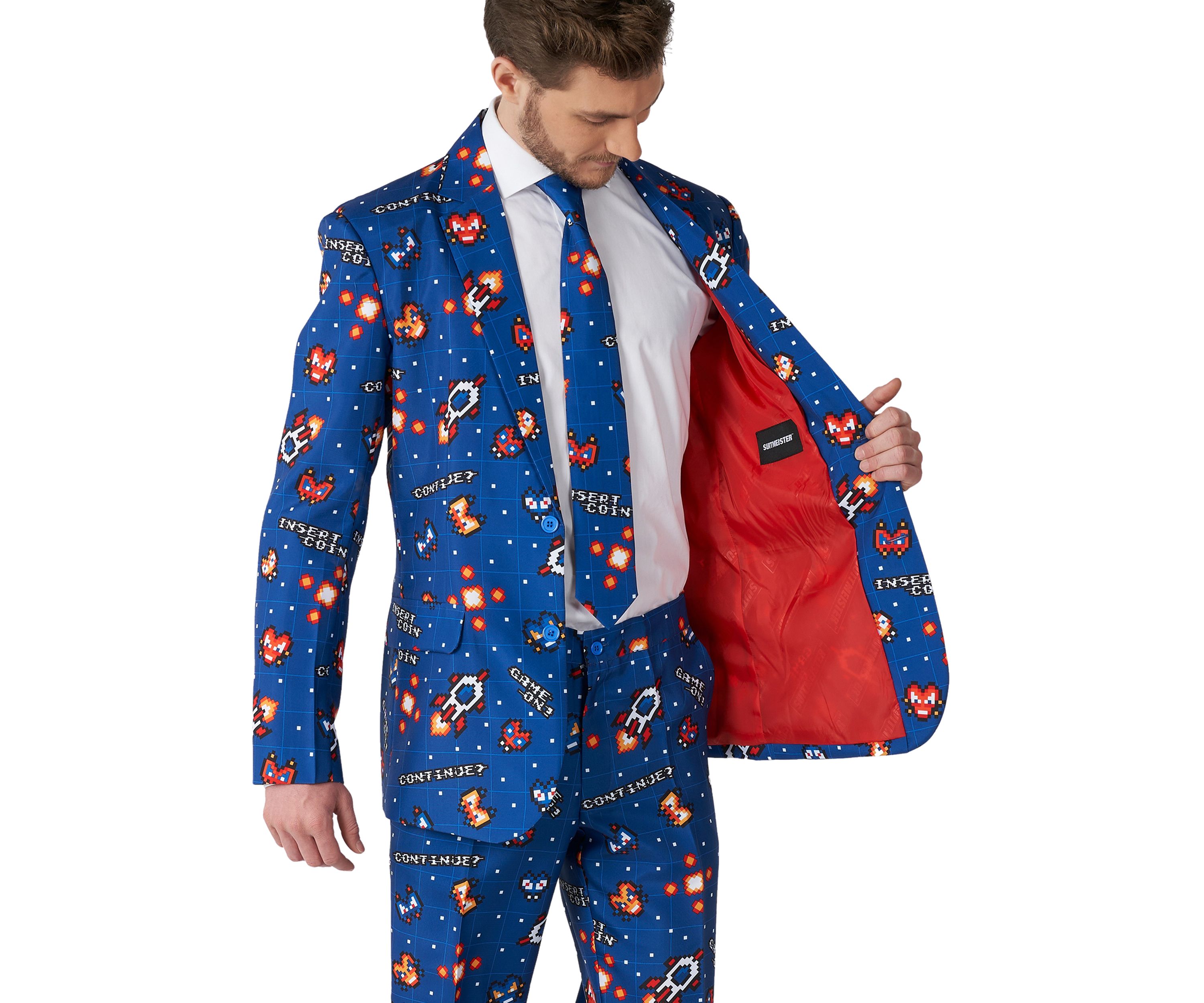 Retro Gamer Navy  2 Piece Suit + Tie