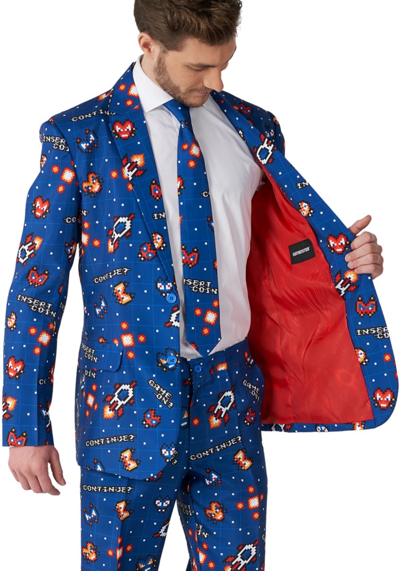 Retro Gamer Navy  2 Piece Suit + Tie
