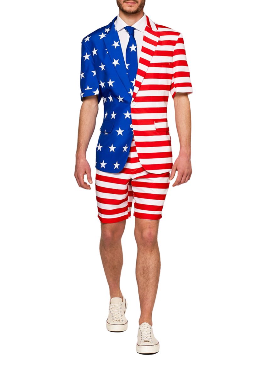 SUMMER USA Flag  2 Piece Suit + Tie