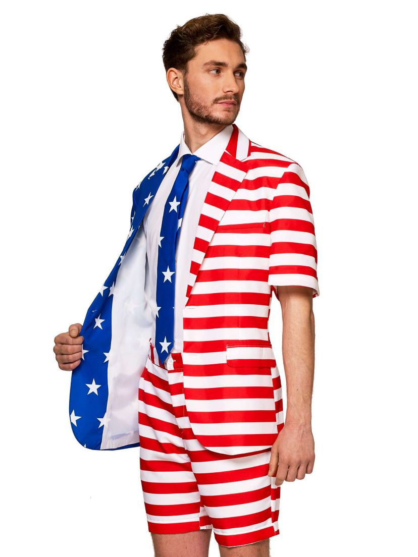 SUMMER USA Flag  2 Piece Suit + Tie