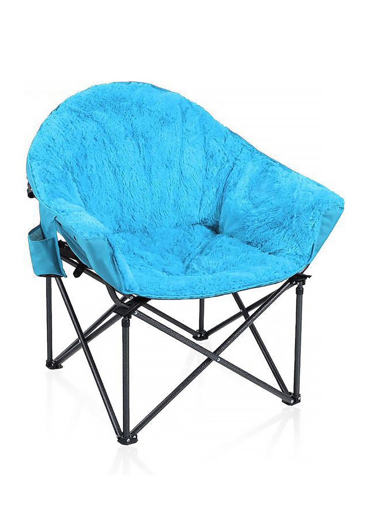 Folding Oversize  Deluxe Plush Moon Saucer Chair With Cup Holder
