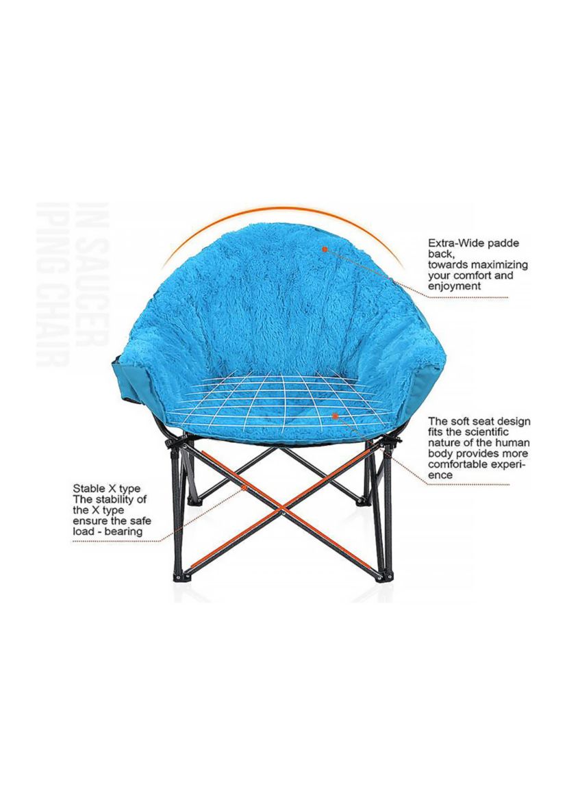 Folding Oversize  Deluxe Plush Moon Saucer Chair With Cup Holder