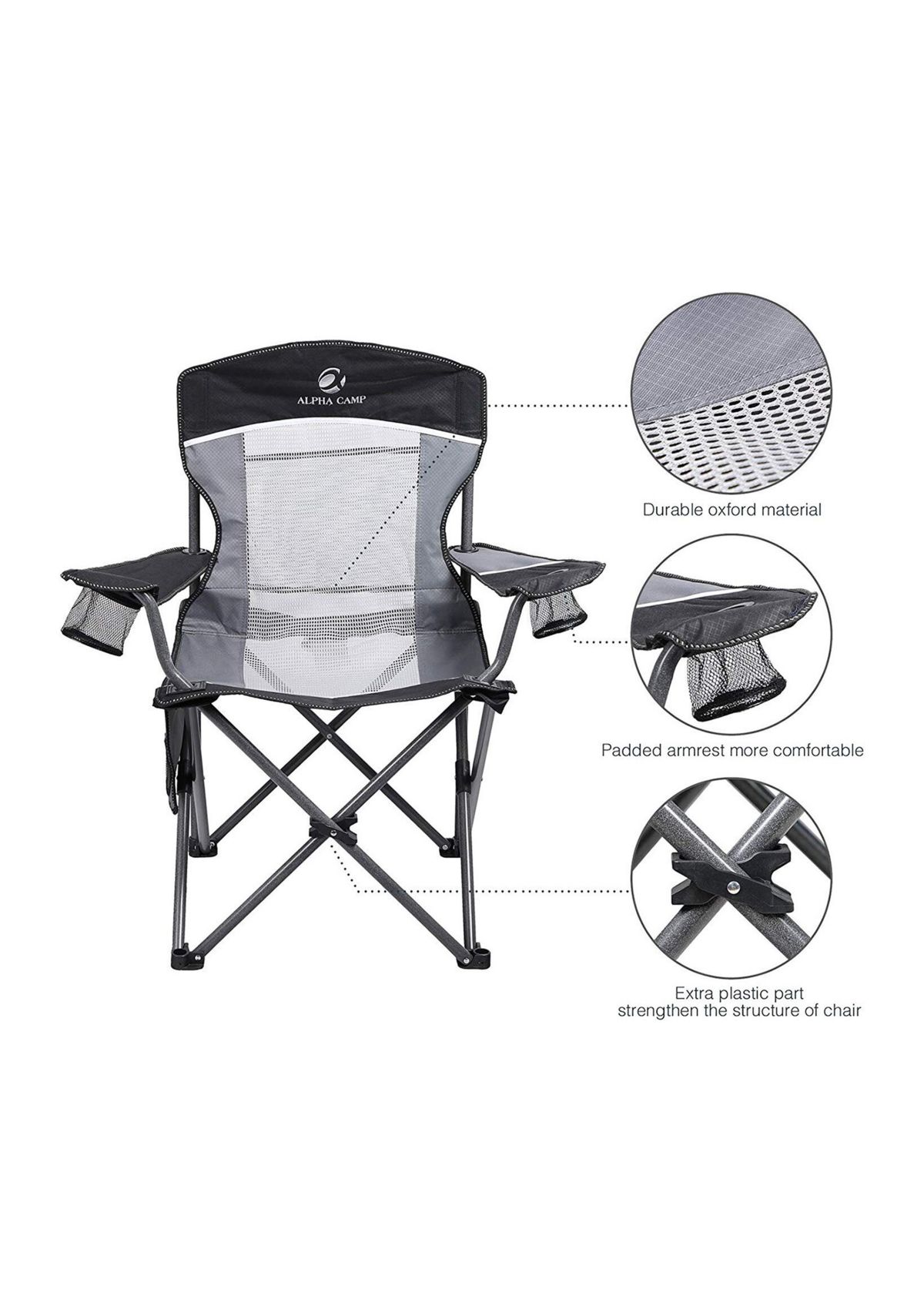 Portable Oversize Mesh Camping Chair With Storage Bag