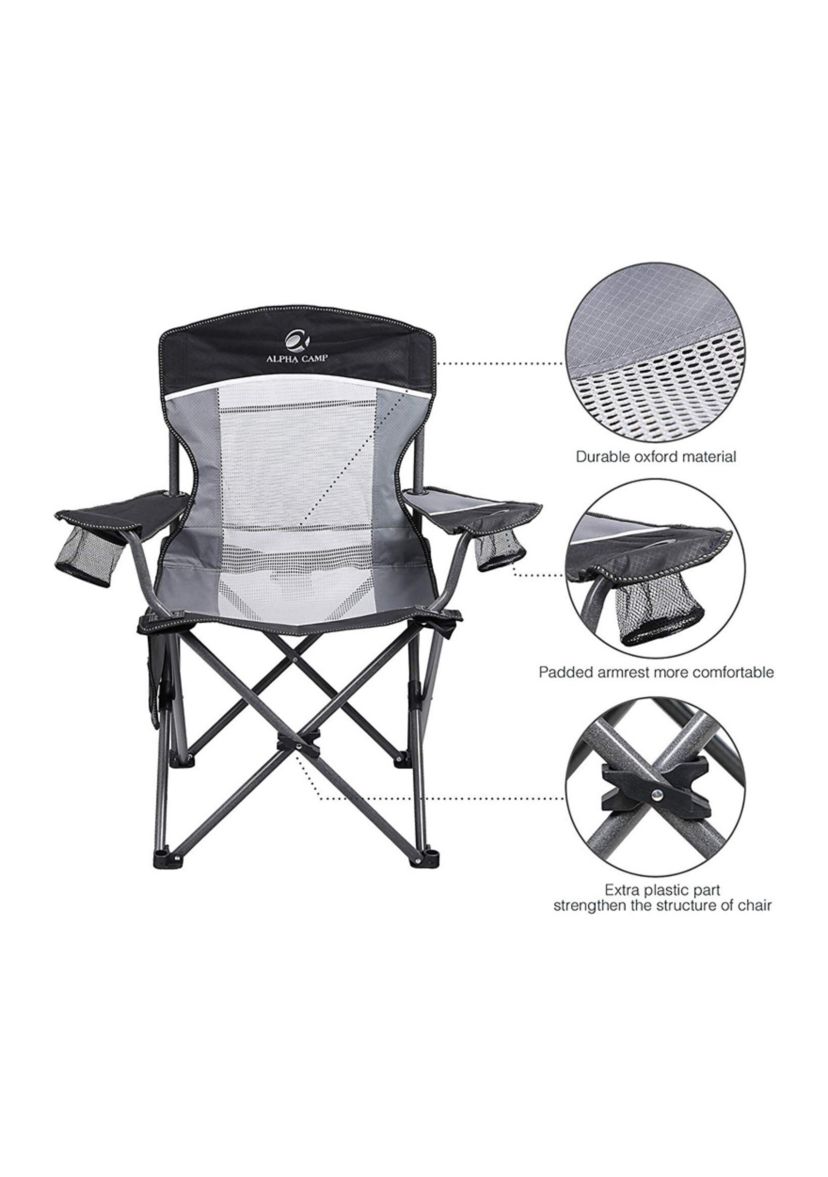 Portable Oversize Mesh Camping Chair With Storage Bag