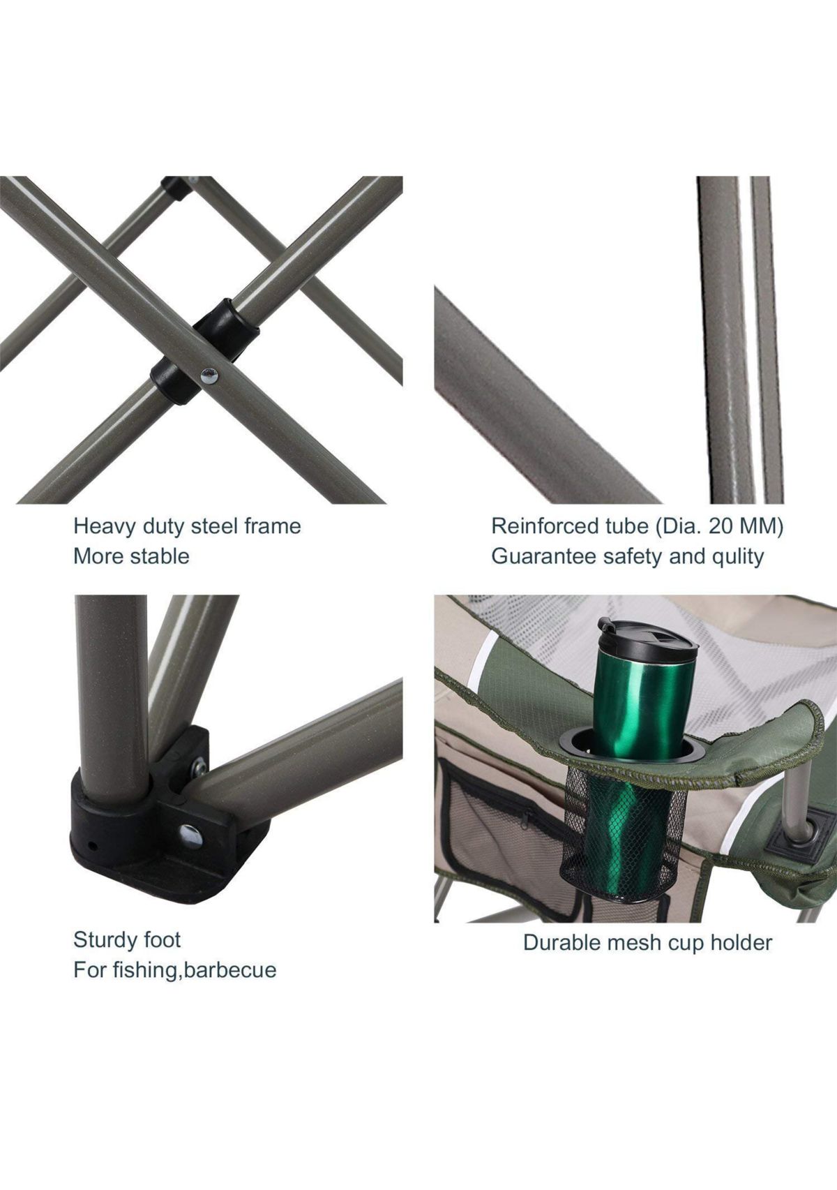 Portable Oversize Mesh Camping Chair With Storage Bag