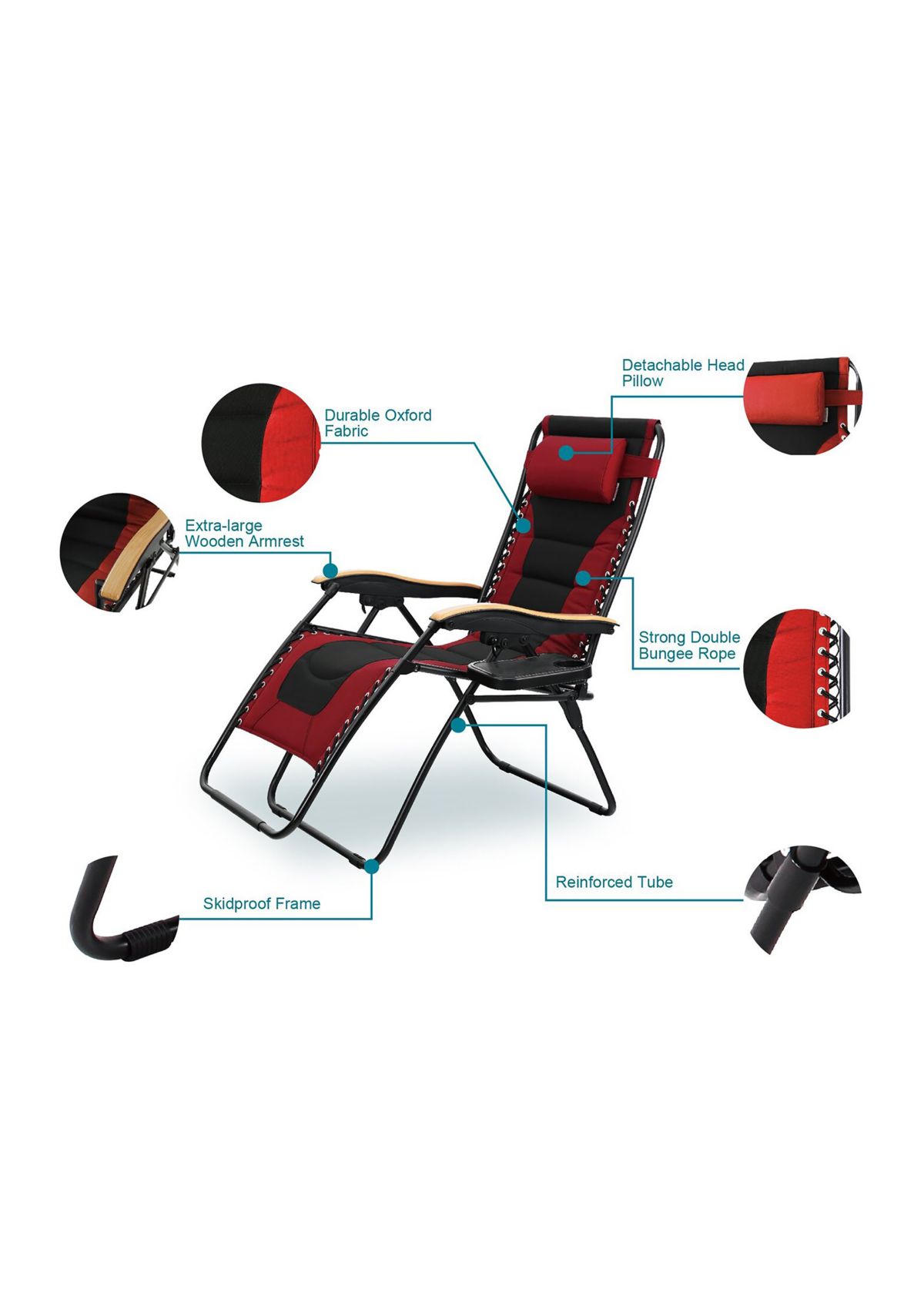 Lufuma Folding Oversized Zero Gravity Lounge Chair with Cup Holder