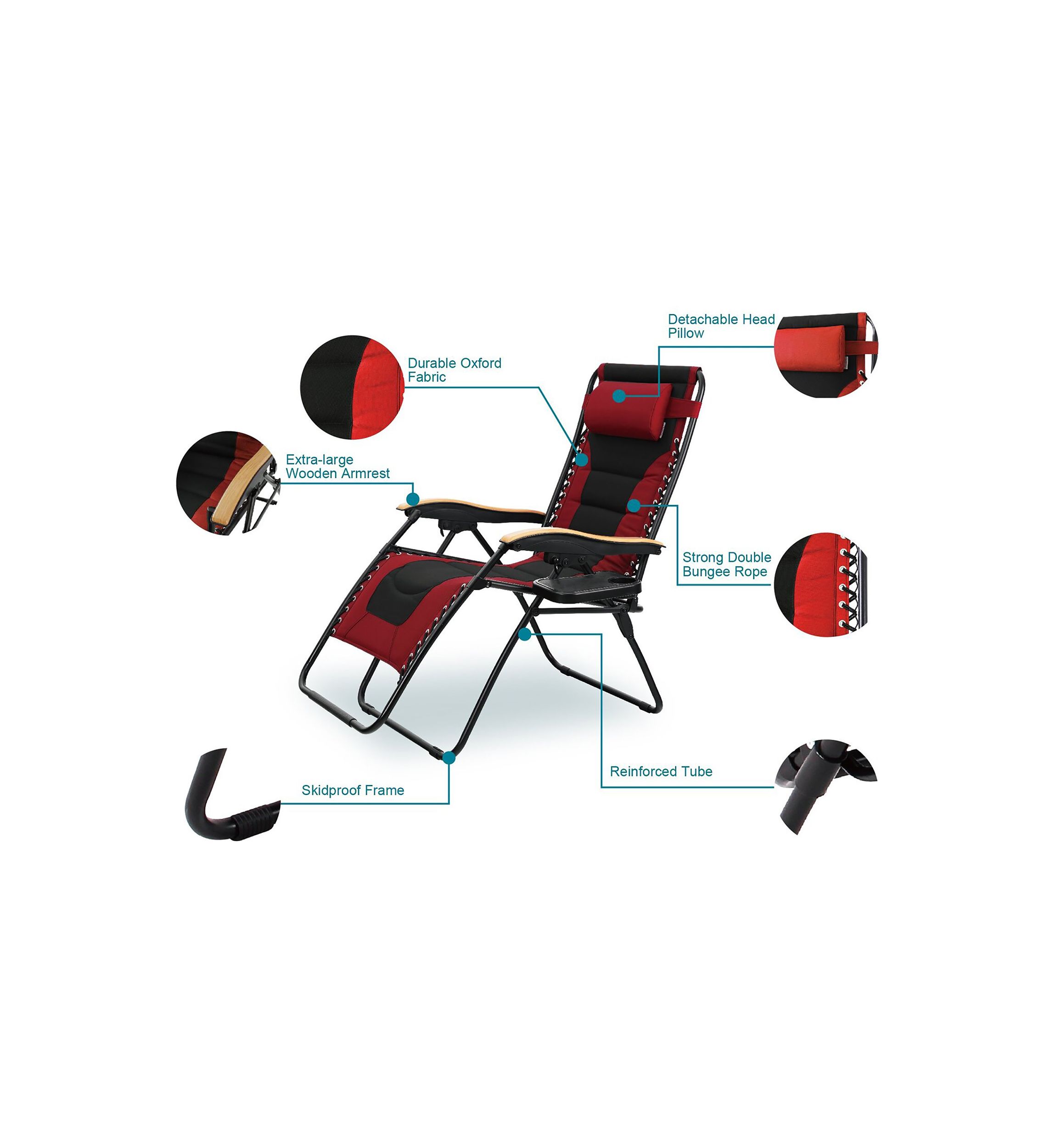 Lufuma Folding Oversized Zero Gravity Lounge Chair with Cup Holder