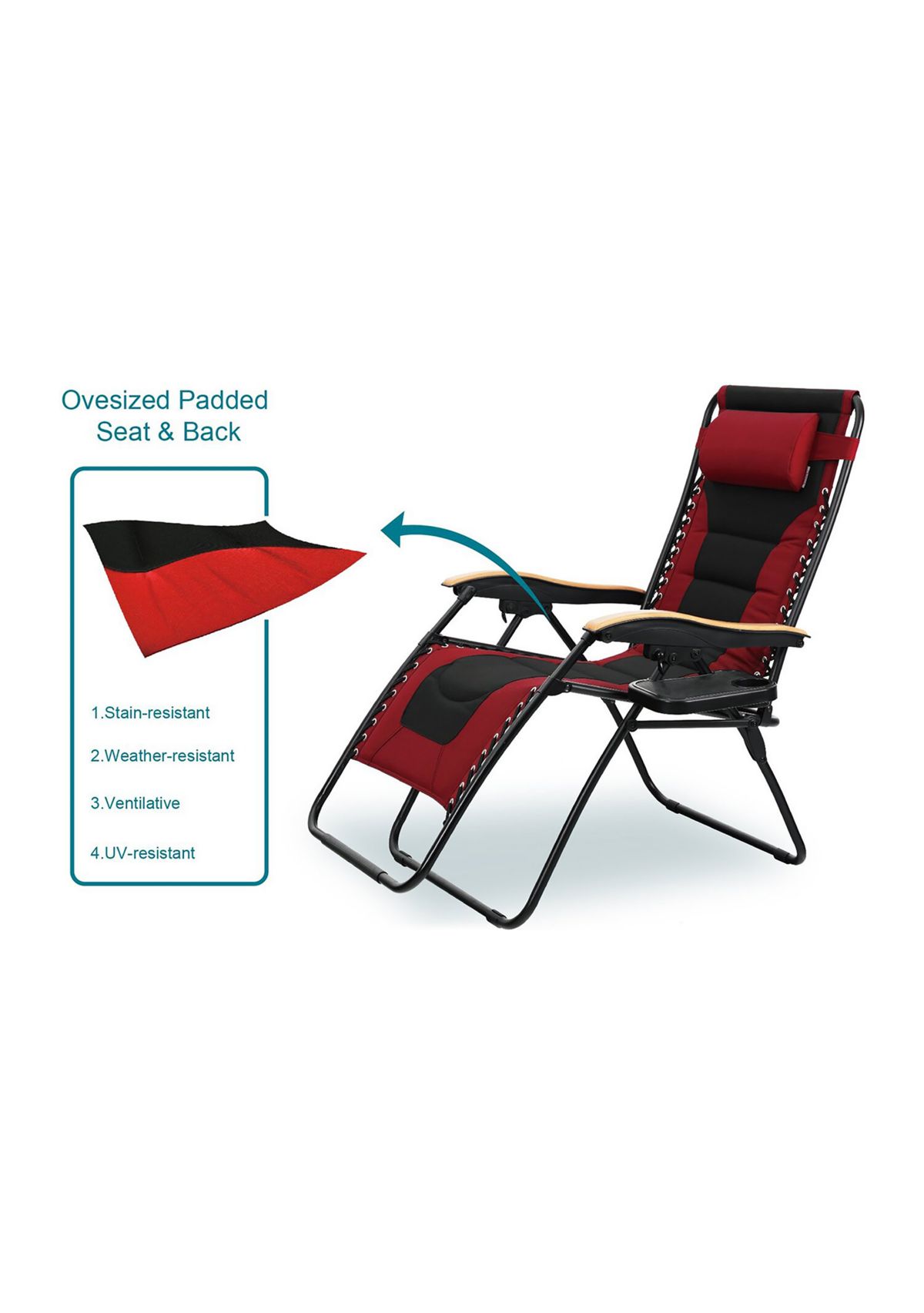 Lufuma Folding Oversized Zero Gravity Lounge Chair with Cup Holder