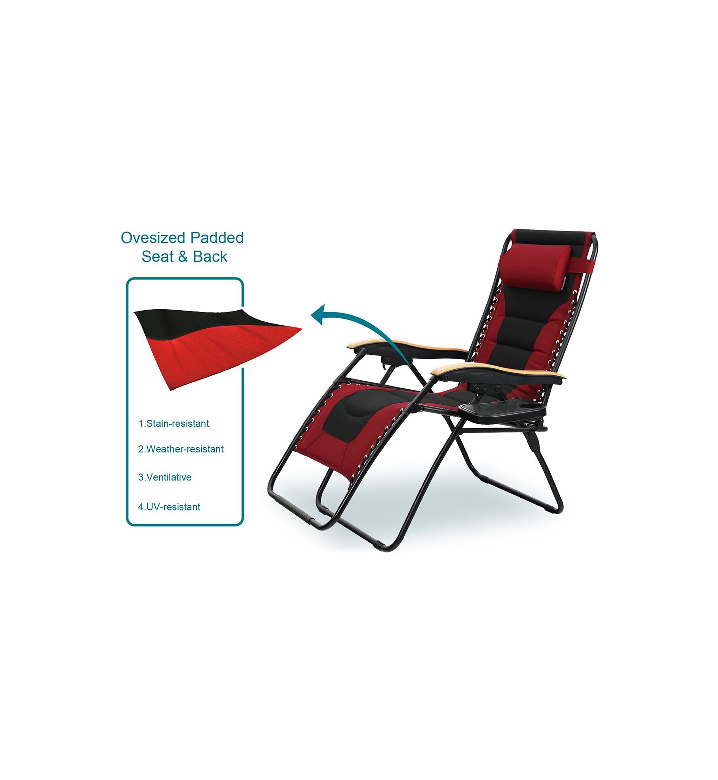 Lufuma Folding Oversized Zero Gravity Lounge Chair with Cup Holder