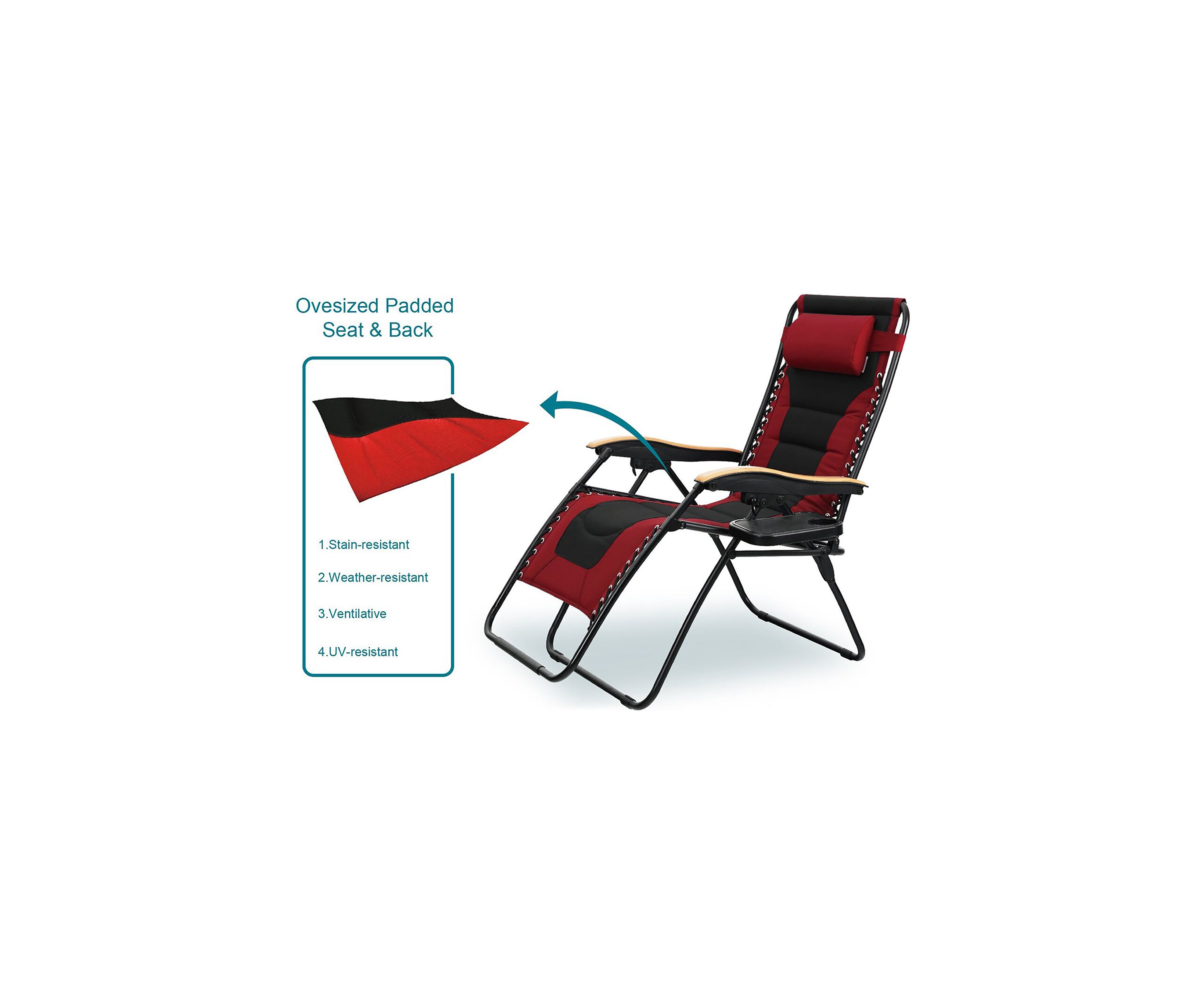 Lufuma Folding Oversized Zero Gravity Lounge Chair with Cup Holder