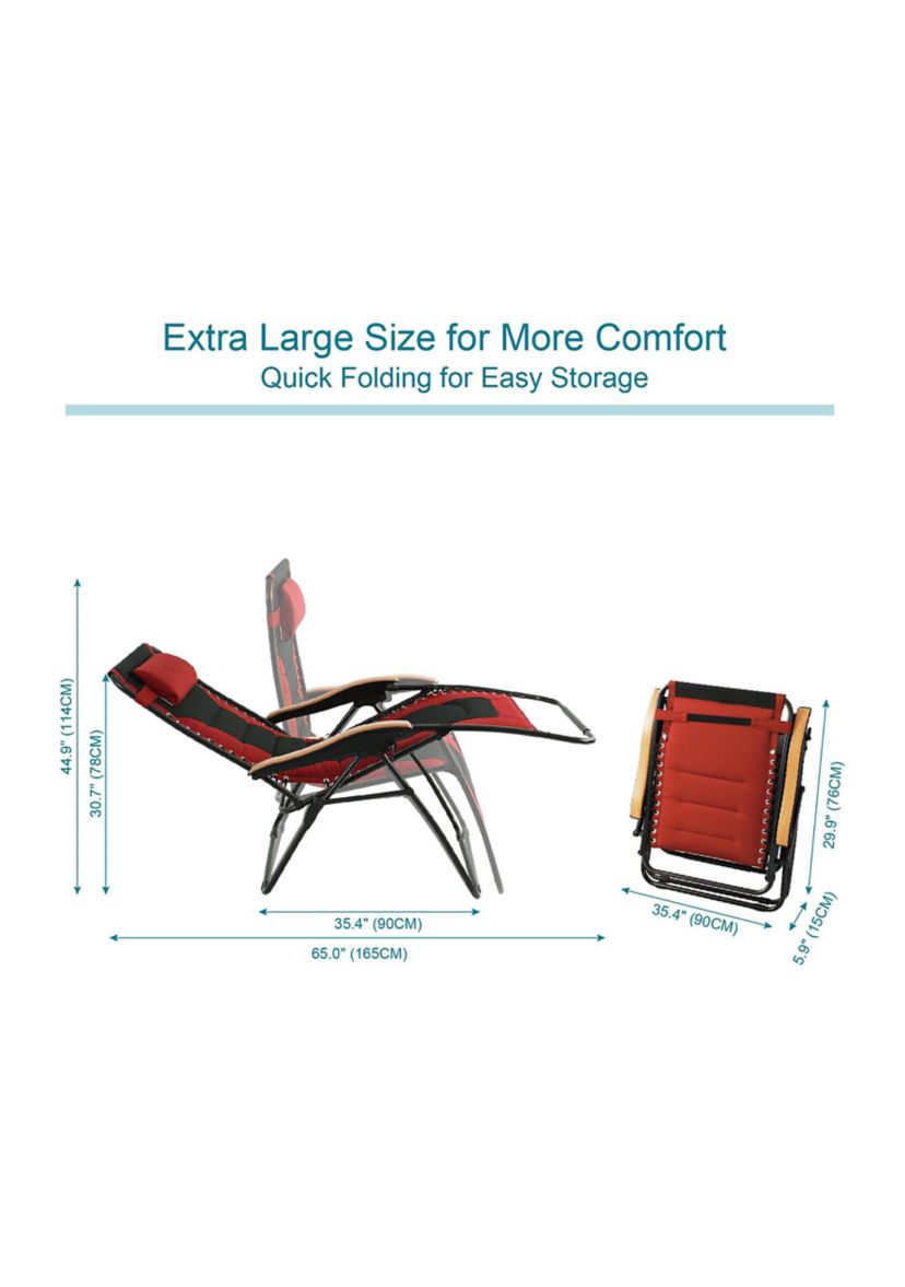 Lufuma Folding Oversized Zero Gravity Lounge Chair with Cup Holder